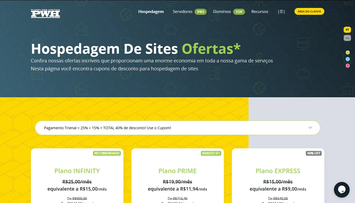 Hospedagem de Sites barata, rÃ¡pida e segura - PWH