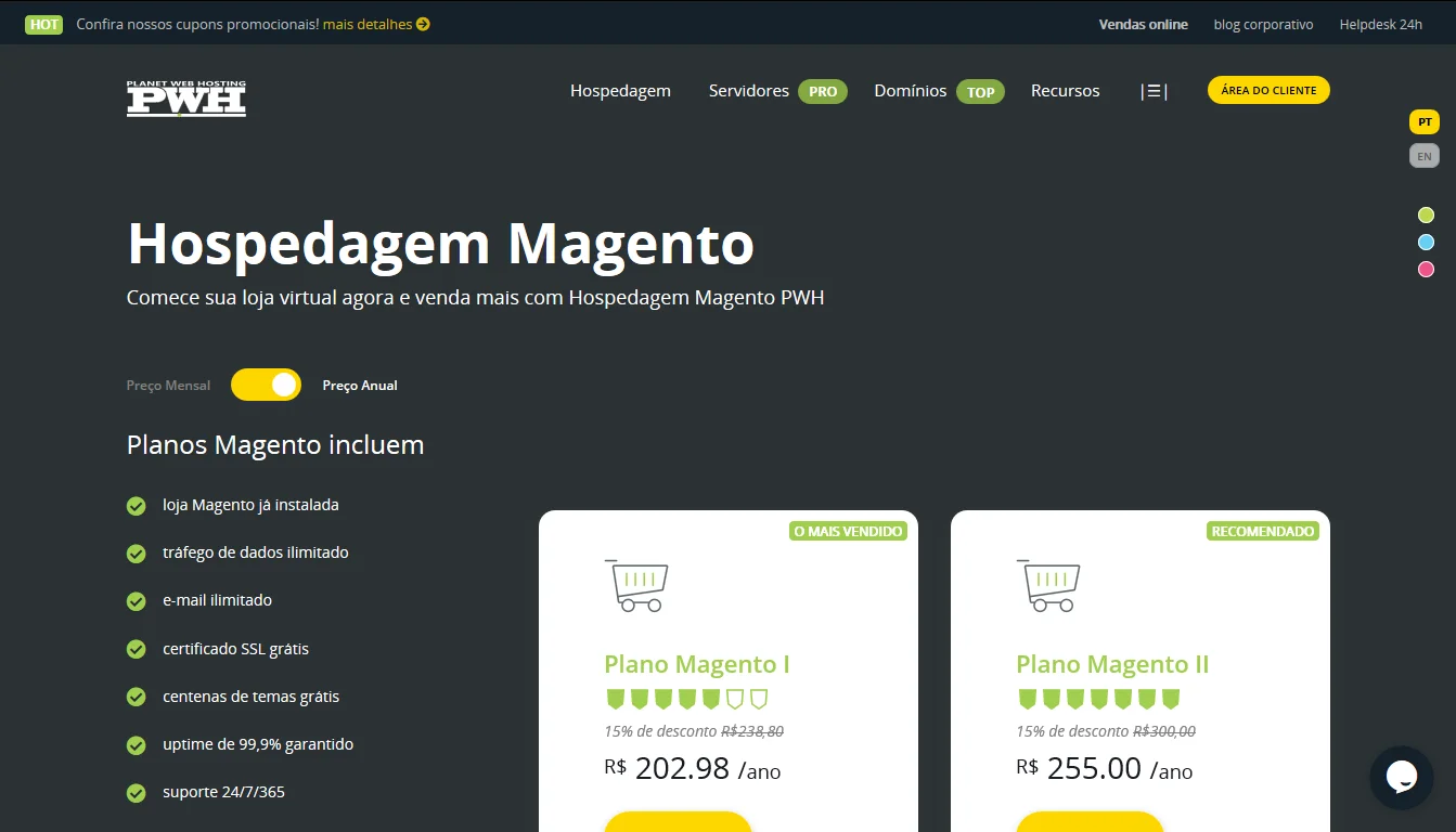 Hospedagem Magento uma soluÃ§Ã£o de e-commerce jÃ¡ instalada gratuitamente em seu plano - PWH