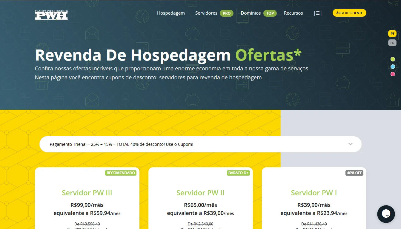 Revenda de Hospedagem de Sites com super descontos, parcele em 12x no cartÃ£o - PWH